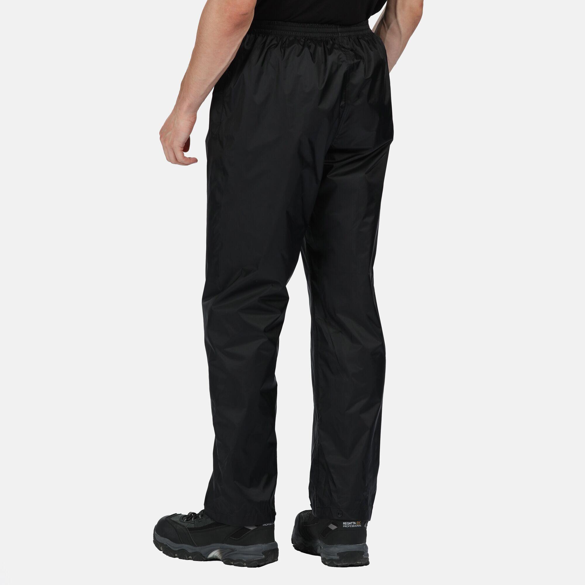 Pro Mens Packaway Waterproof Breathable Overtrousers (Black) 3/4
