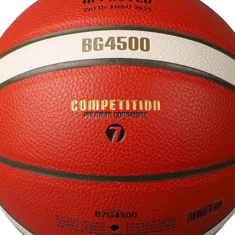 "4500 Premium" Leder Basketball Damen und Herren Hellbraun/Weiß