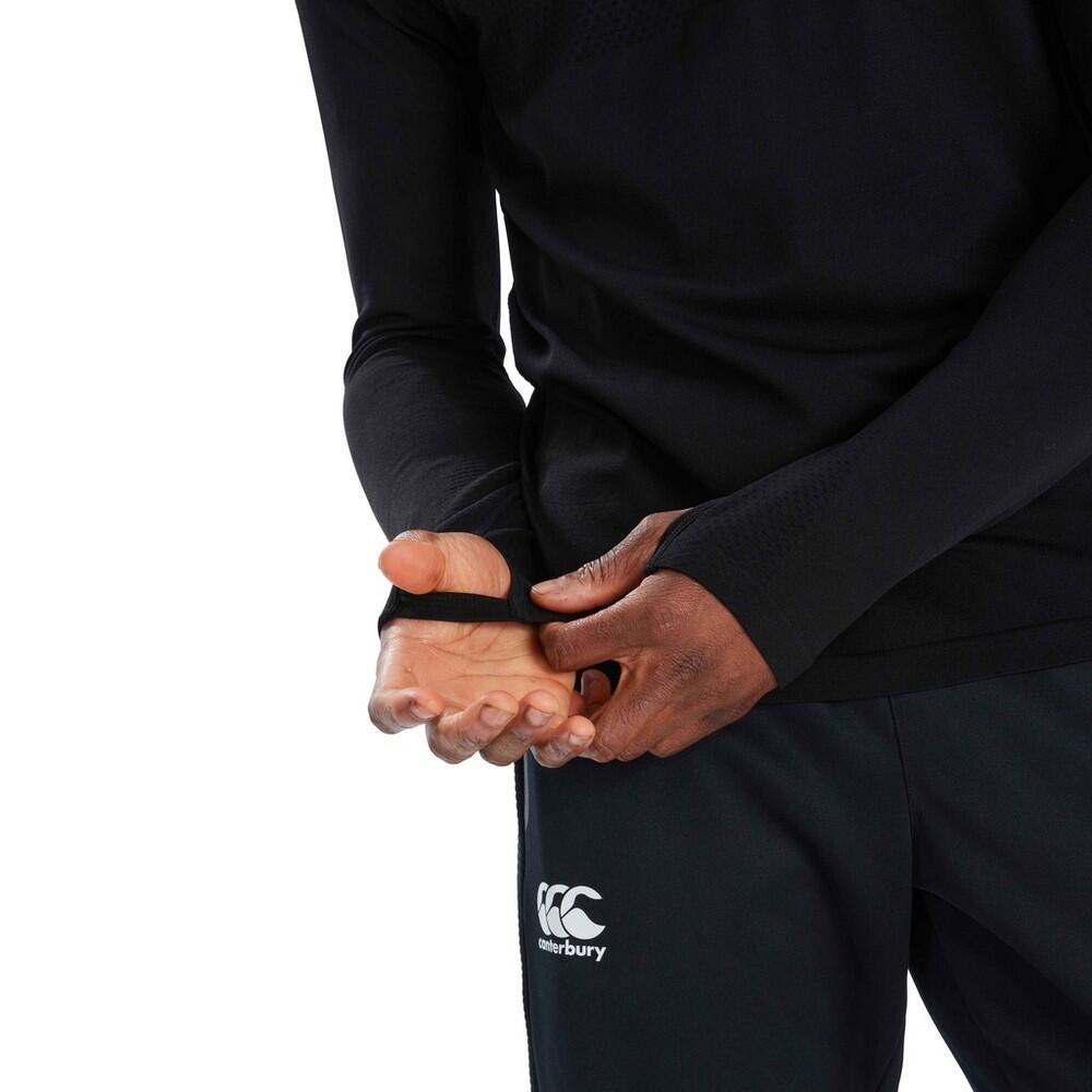 Mens Zip Seamless Top (Black/Grey) 3/4