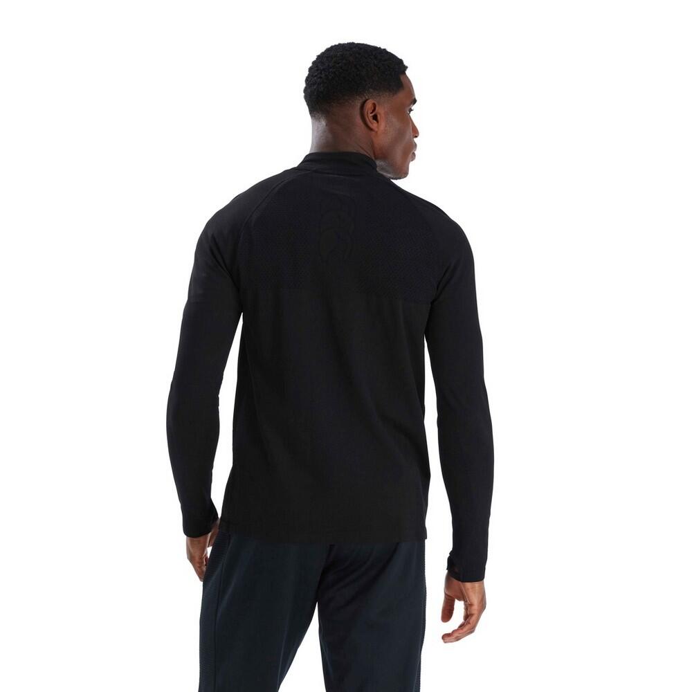 Mens Zip Seamless Top (Black/Grey) 2/4