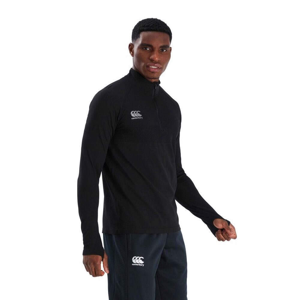 Mens Zip Seamless Top (Black/Grey) 4/4