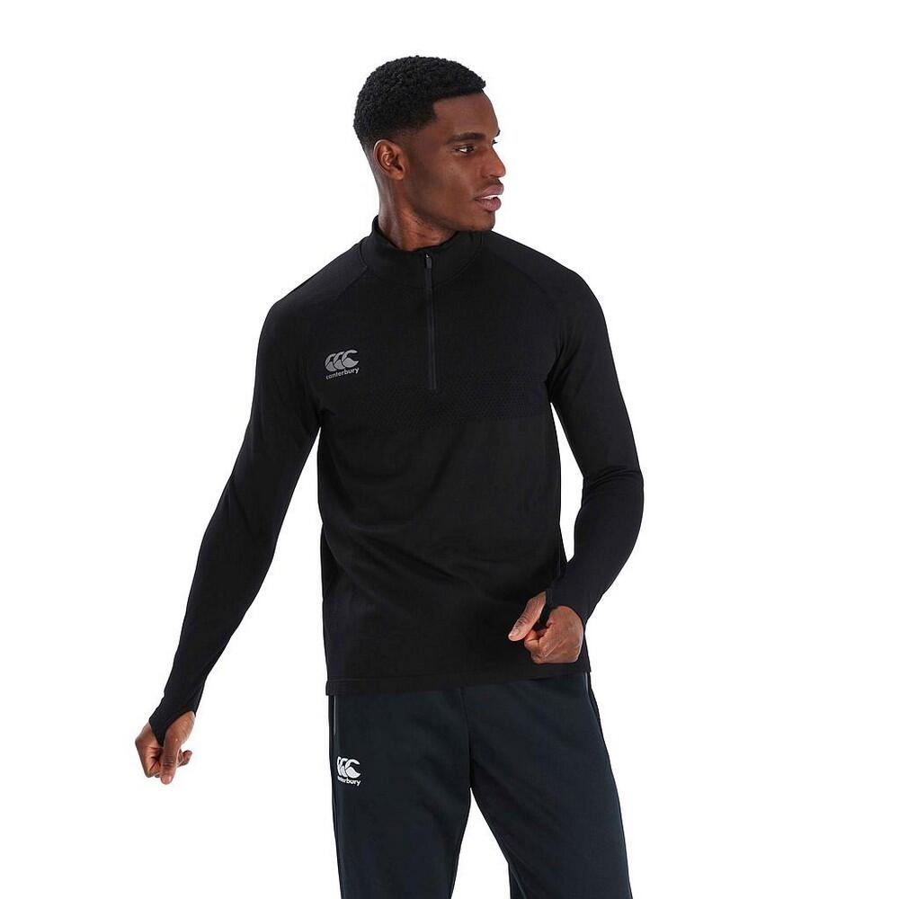 CANTERBURY Mens Zip Seamless Top (Black/Grey)