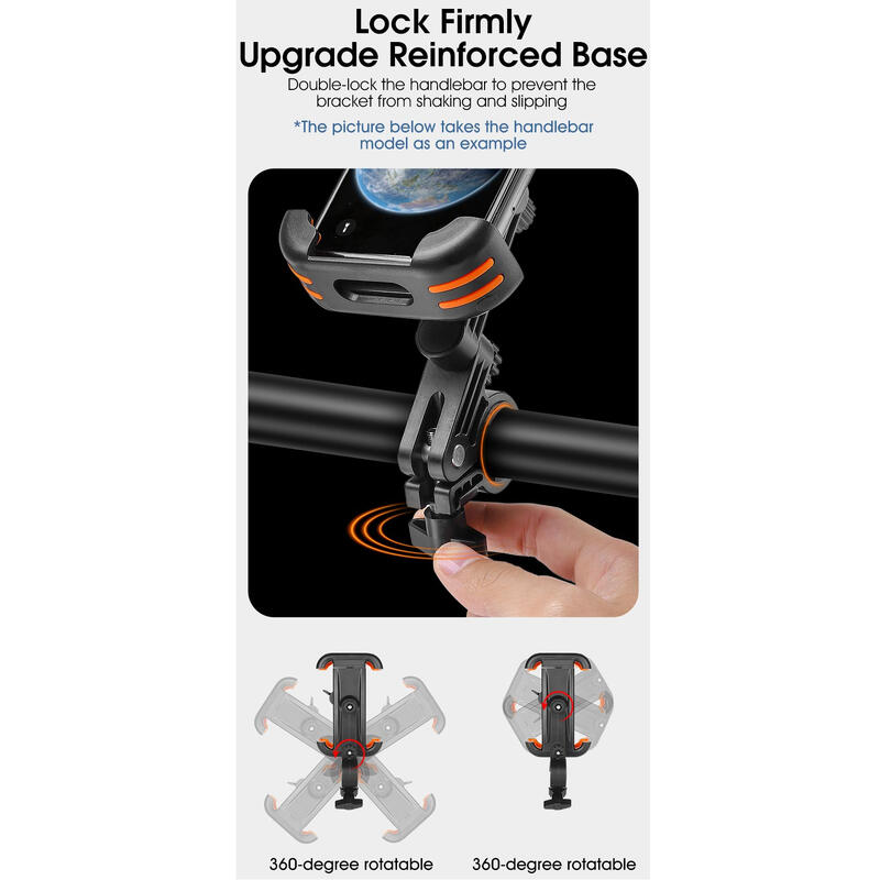 Suport telefon bicicleta, trotineta, reglare 360 grade, telefoane pana la 19 cm