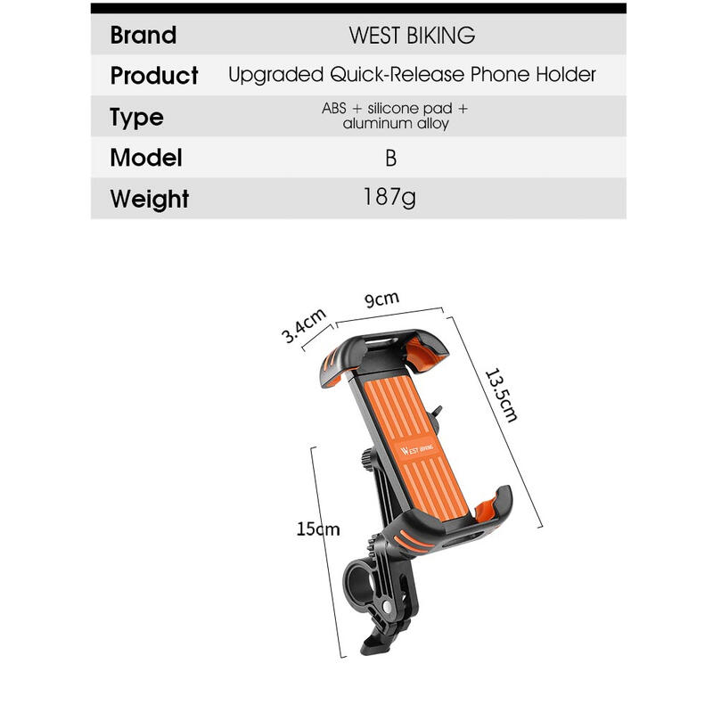 Suport telefon bicicleta, trotineta, reglare 360 grade, telefoane pana la 19 cm