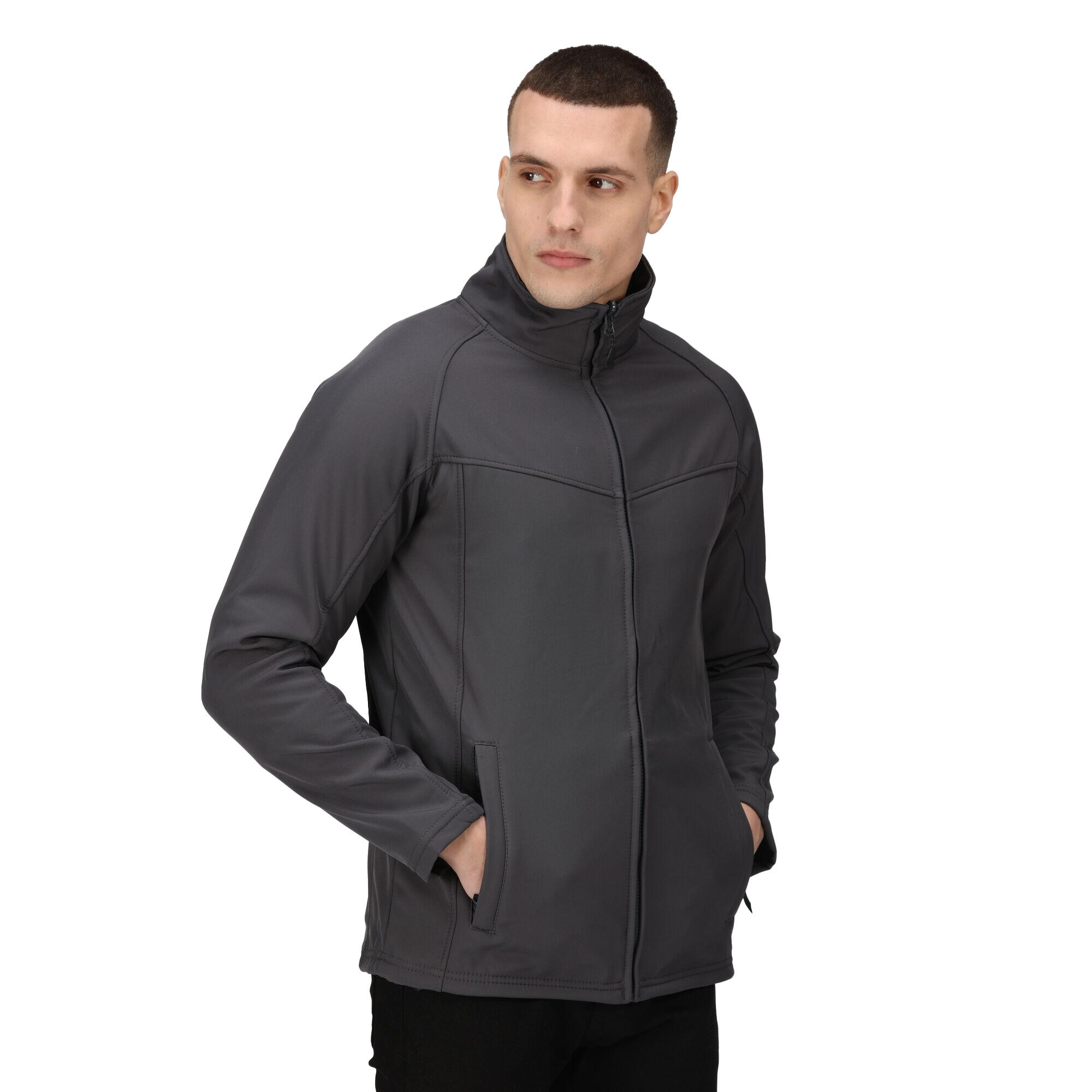 Uproar Mens Softshell Wind Resistant Fleece Jacket (Seal Grey) 3/4