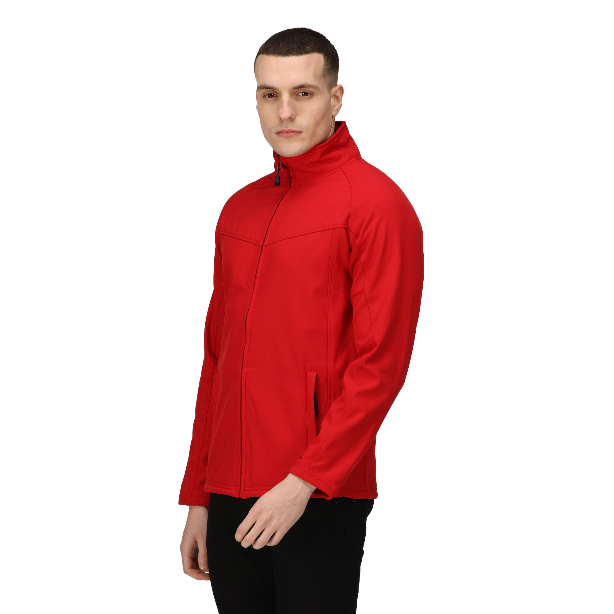 Uproar Mens Softshell Wind Resistant Fleece Jacket (Classic Red) 3/4