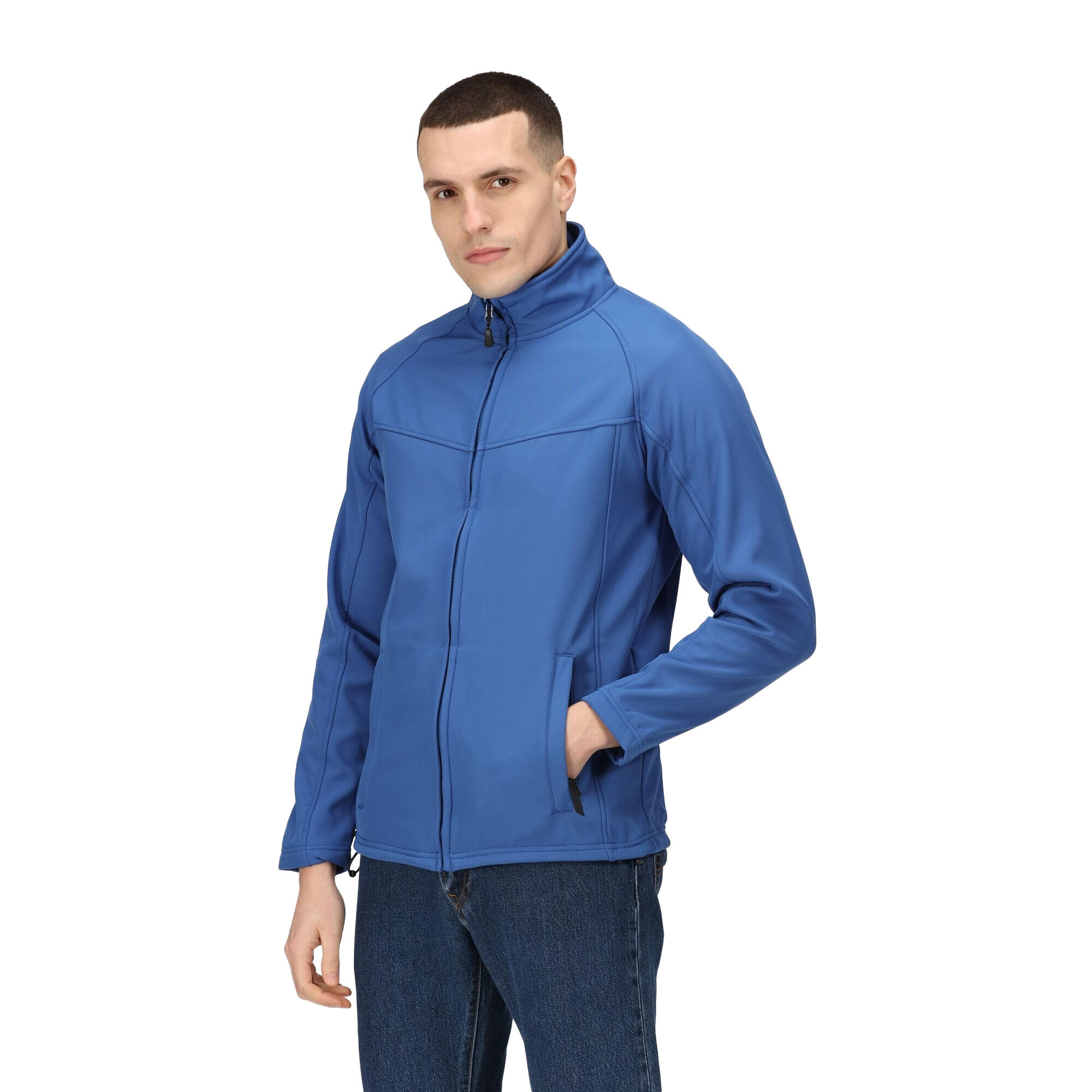 Fleecejacke windbeständig für Herren Königsblau 3/4