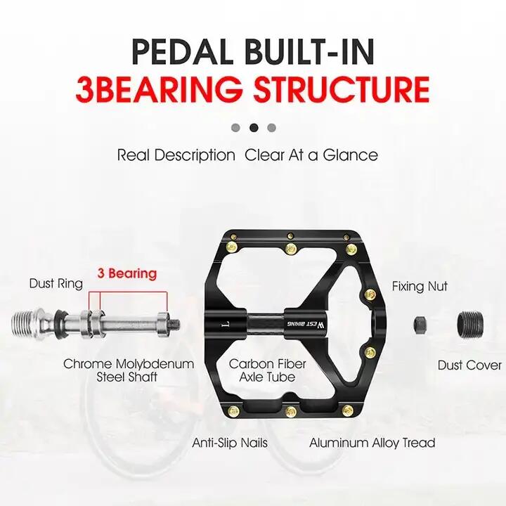 Pedale biciclete MTB si de oras, crampoane, ultrausoare, model lat, antiderapant 4/7