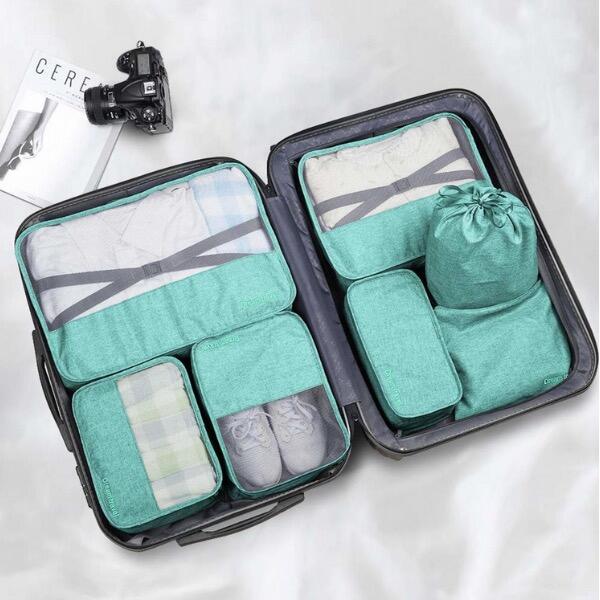 Dream Travel® packing cubes organiser set van 7 - mint groen
