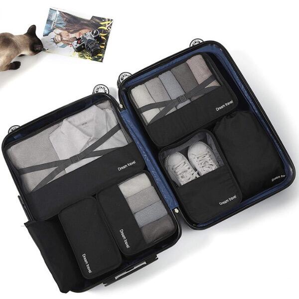 Conjunto organizador de cubos de embalagem Dream Travel® com 7 - preto