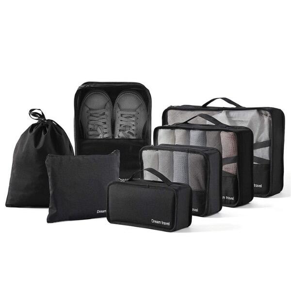 Dream Travel® packing cubes organiser set van 7 - zwart