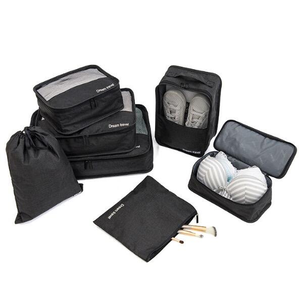 Set di 7 organizer per cubi da imballaggio Dream Travel® - neri