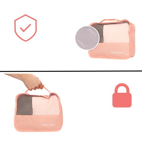 Dream Travel®  Conjunto organizador de cubos de embalagem com 7 - rosa 6/7