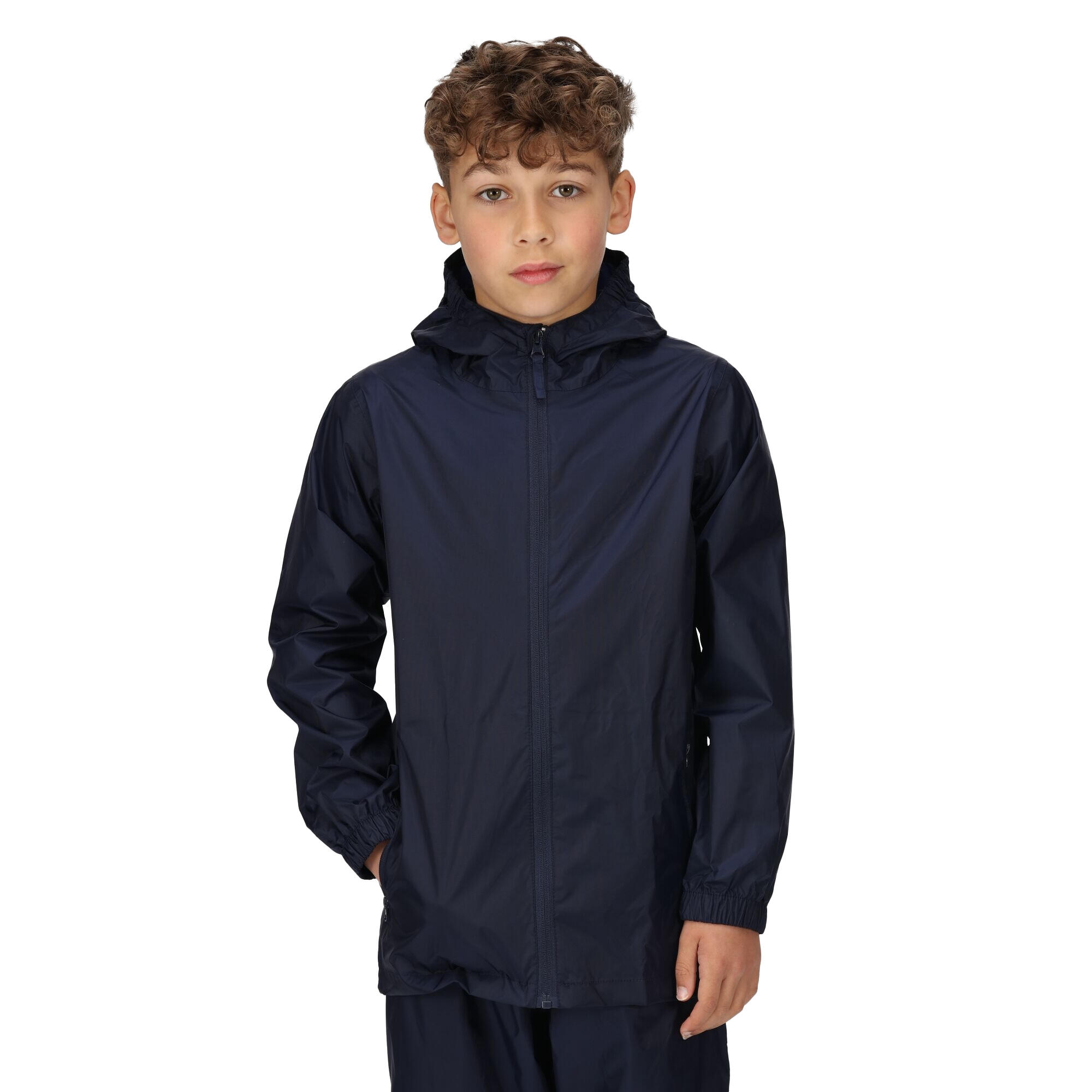 Childrens/Kids Packaway Waterproof Jacket (Navy) 3/4