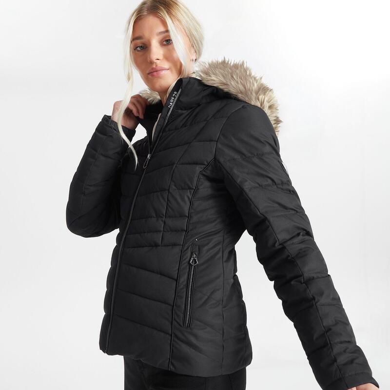 Dames Glamorize II Swarovski Ski jas (Zwart/Natuurlijk)