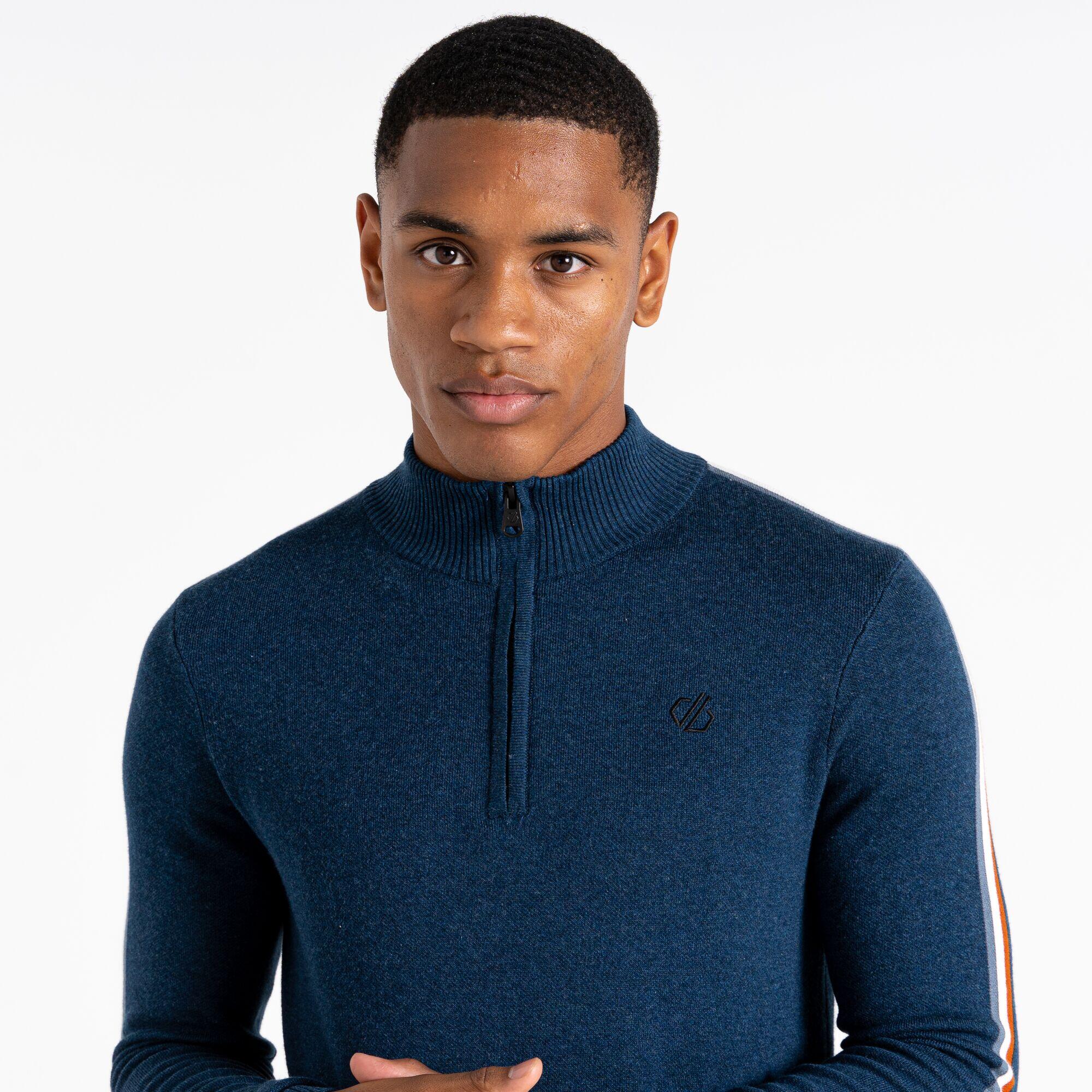 Heren Dutiful II Stripe Marl Half Zip Sweatshirt (Maanlicht Denim) 3/4