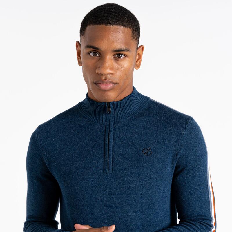 Heren Dutiful II Stripe Marl Half Zip Sweatshirt (Maanlicht Denim)