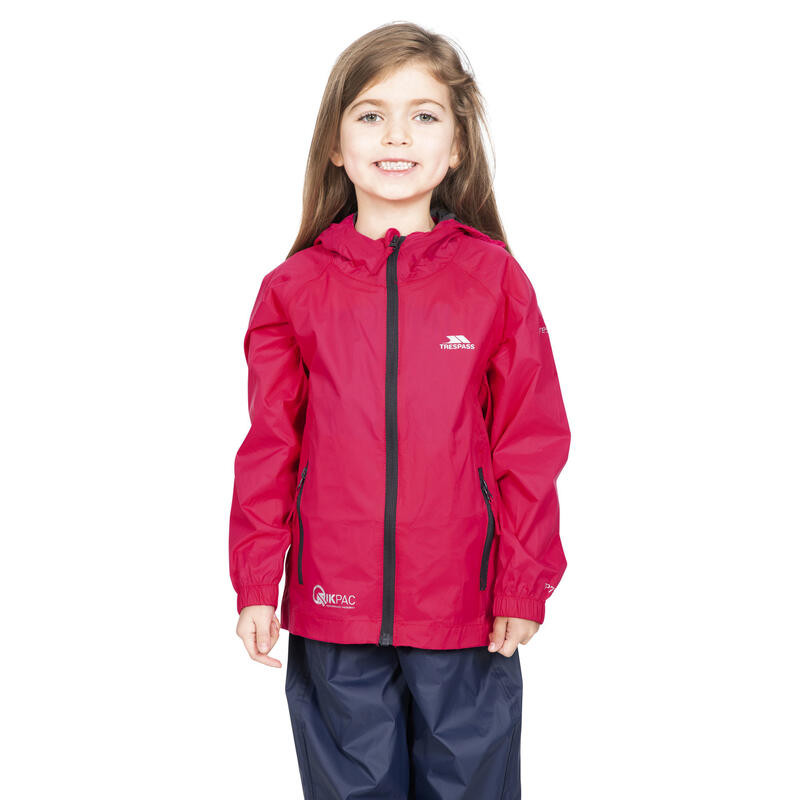 Qikpac Veste imperméable repliable Enfant unisexe (Rose)