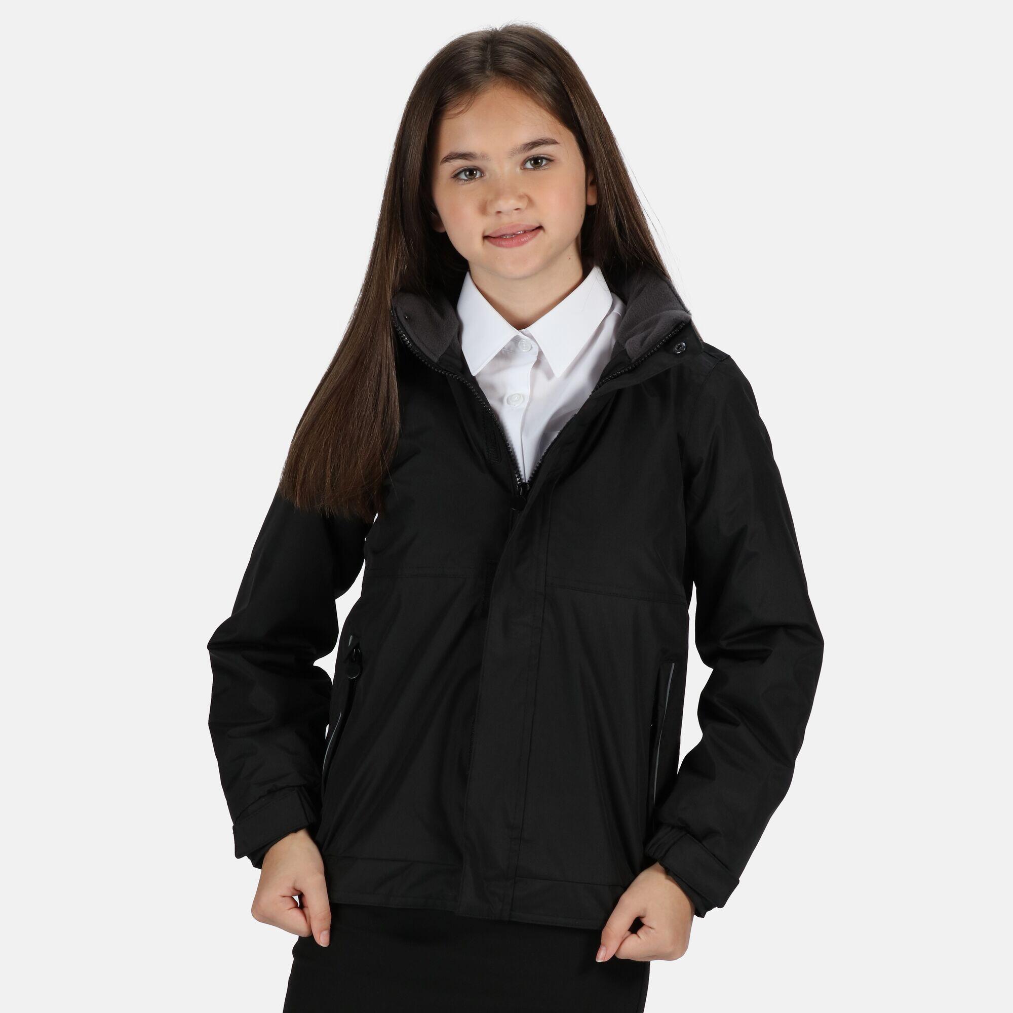 Unisex children's fleece-lined jacket (Black/Amber)