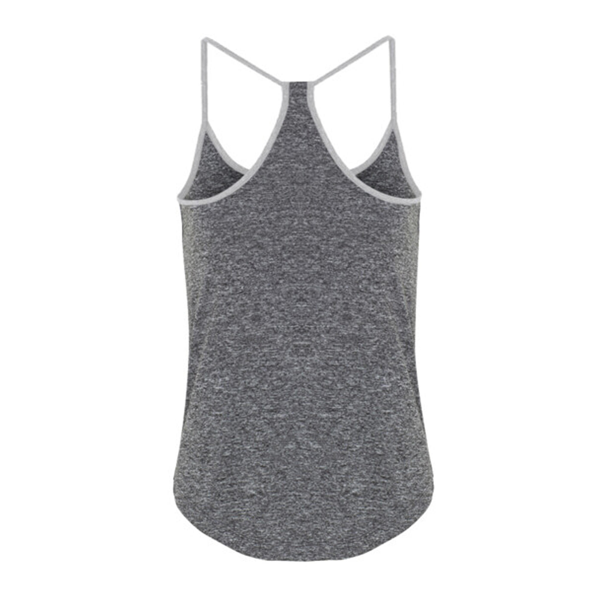Womens/Ladies Yoga Vest (Black Melange/Silver Melange) 2/3