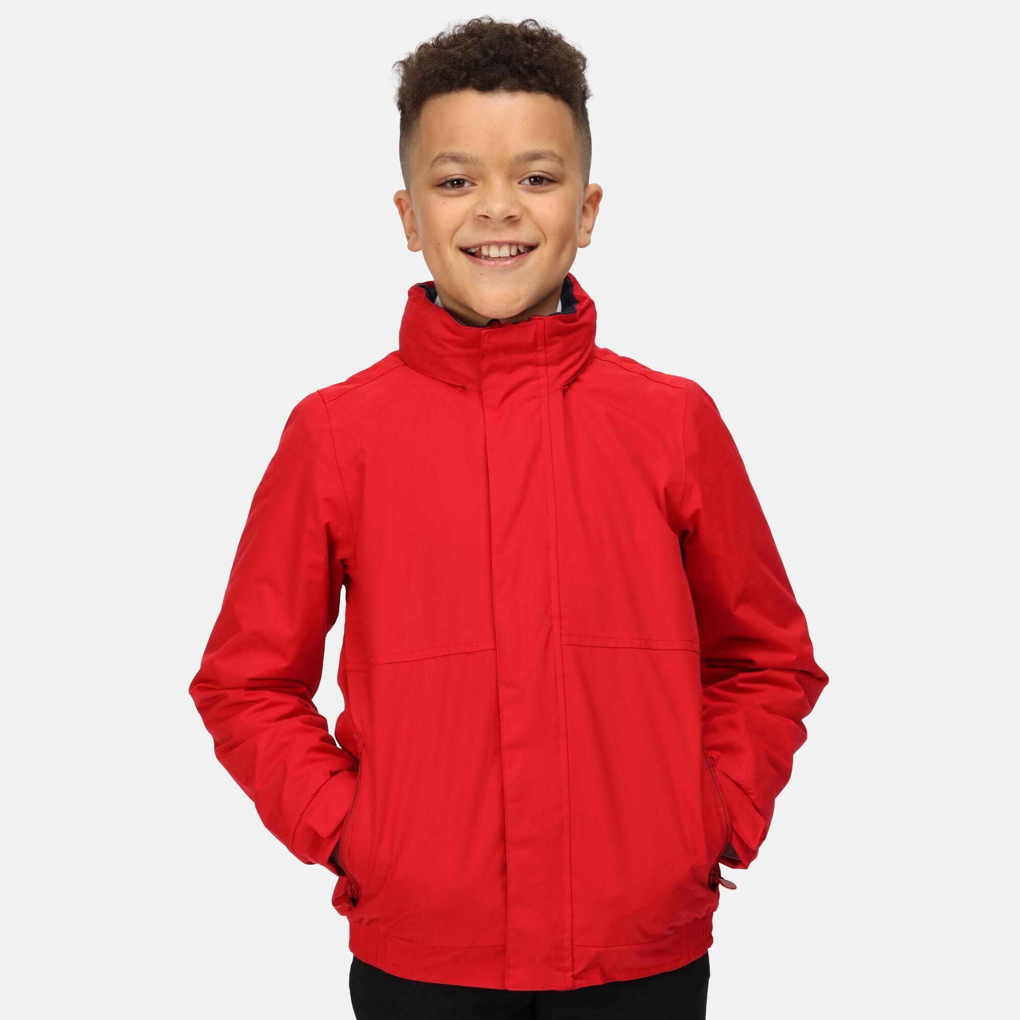 Kids/Childrens Waterproof Windproof Dover Jacket (Classic Red/Navy) 3/4