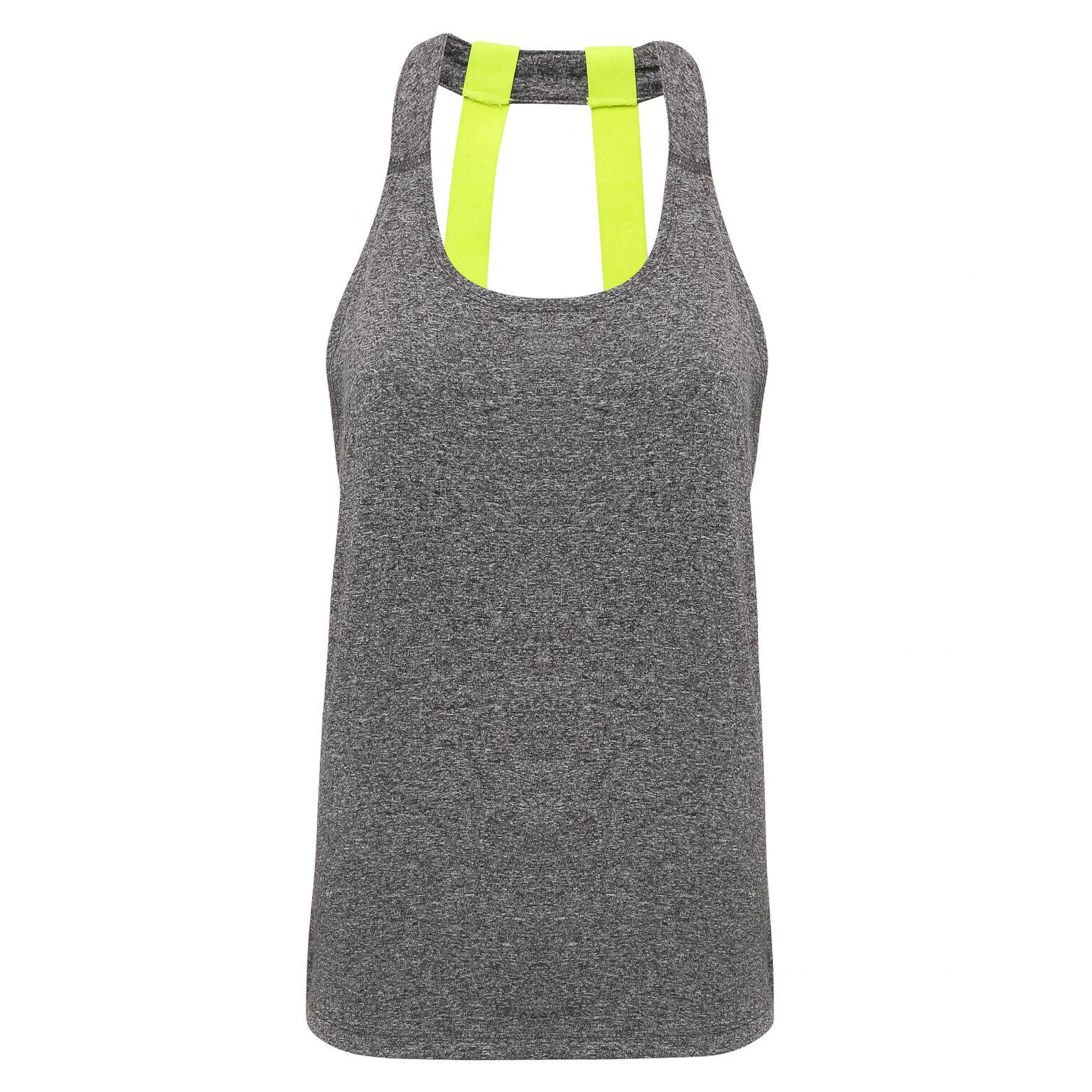 Tri Dri Women's double-strapped tank top (Mottled black)