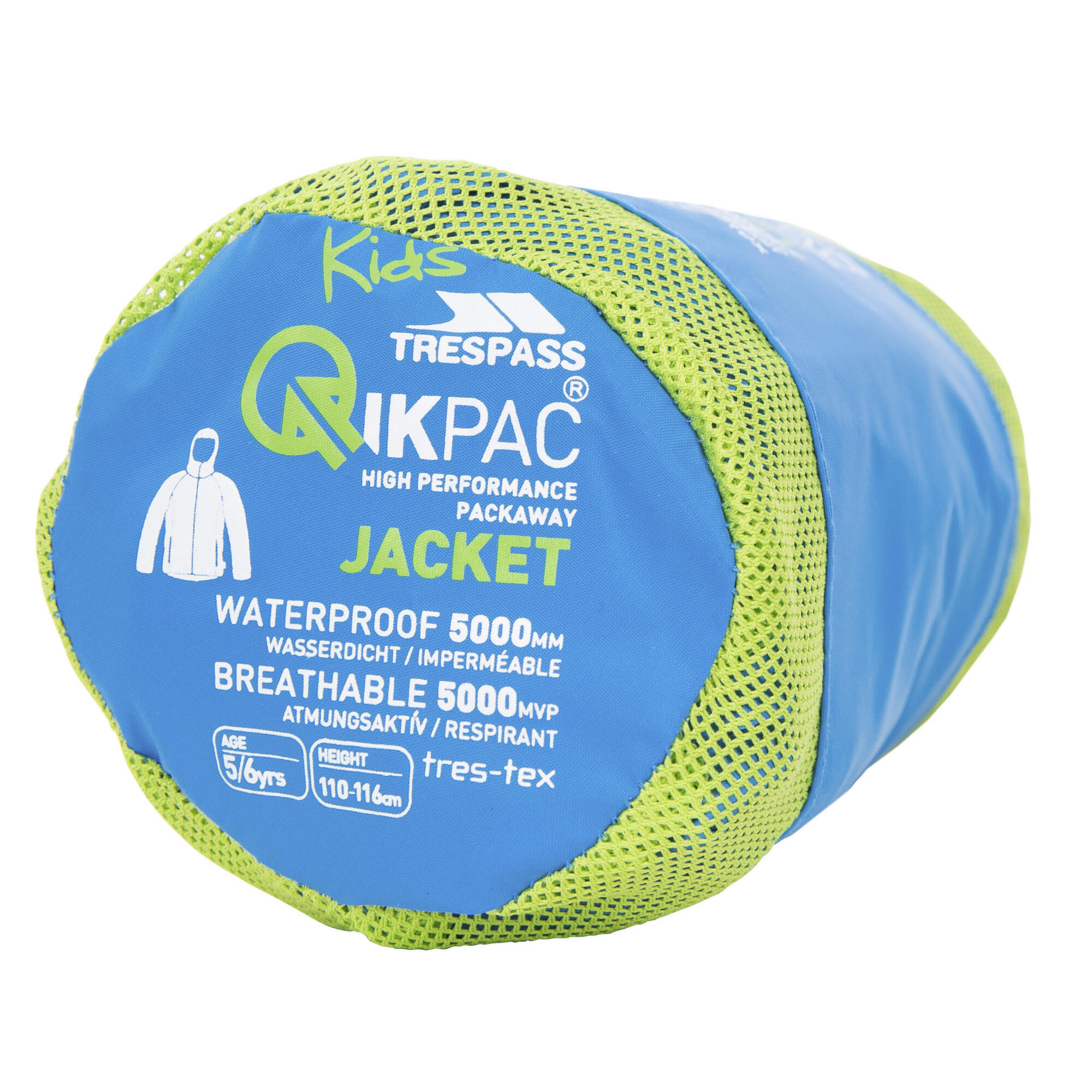 Chaqueta impermeable / Chubasquero plegable Modelo Qikpac para niños niñas 3/4