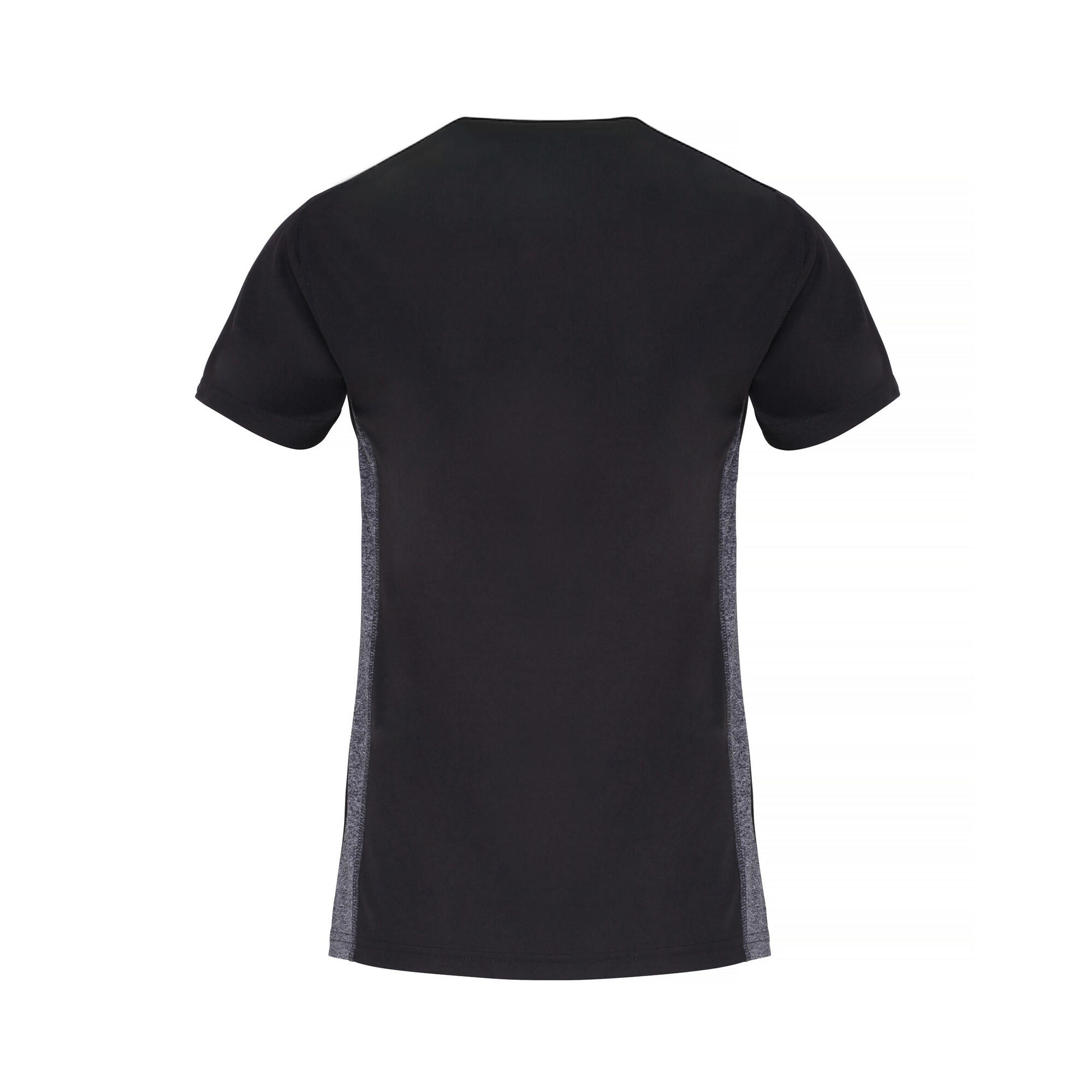 Womens/Ladies Contrast Panel Performance TShirt (Black/Black Melange) 2/2