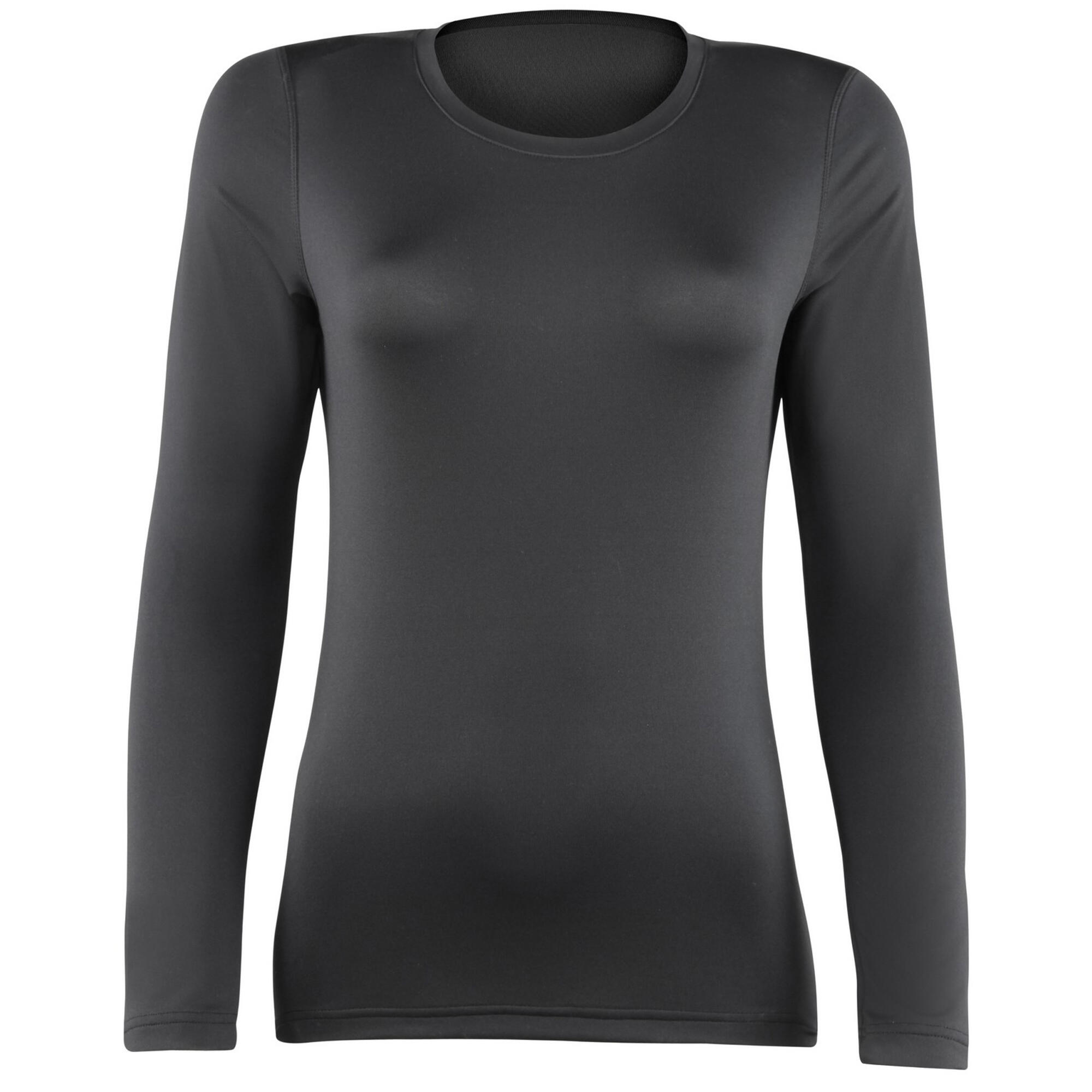 Womens/Ladies Sports Baselayer Long Sleeve (Pack of 2) (Black) 1/3