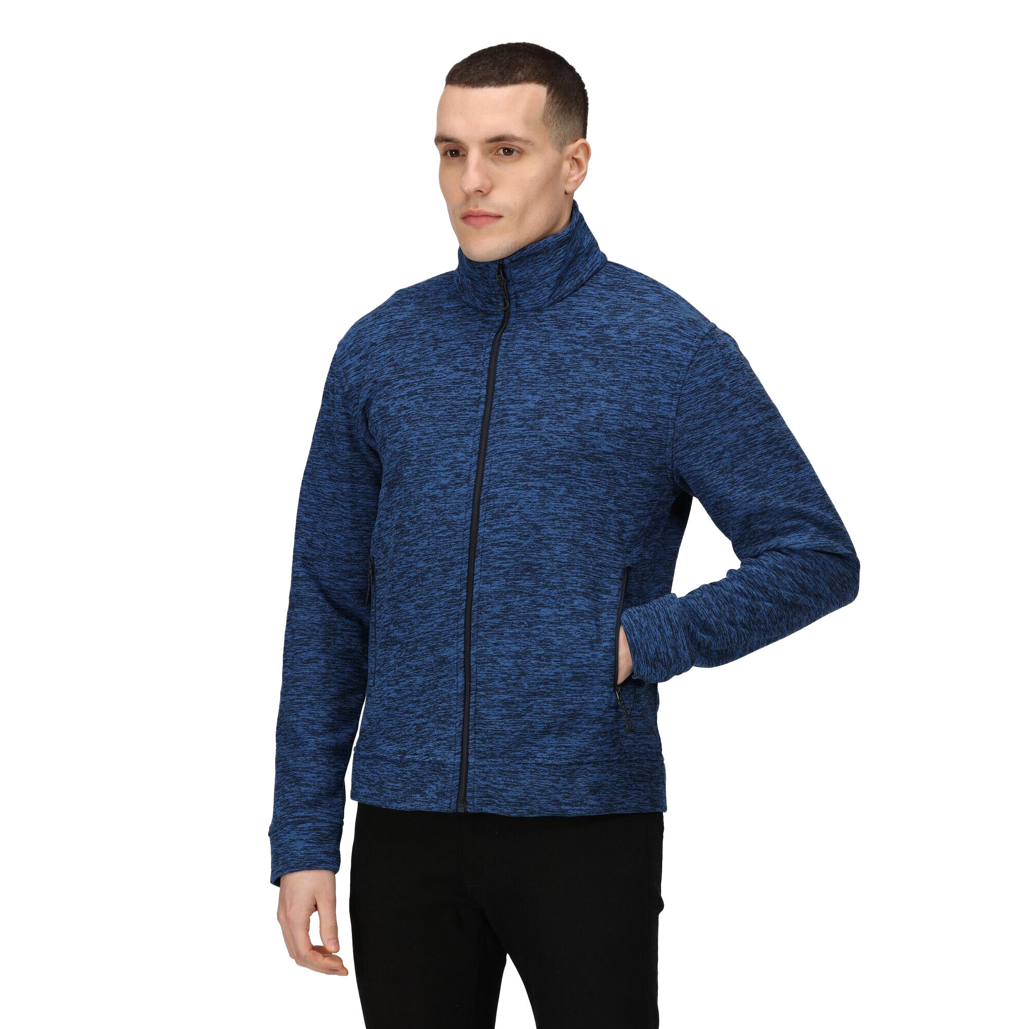 Mens Thornly Full Zip Marl Fleece Jacket (Navy Marl) 3/4