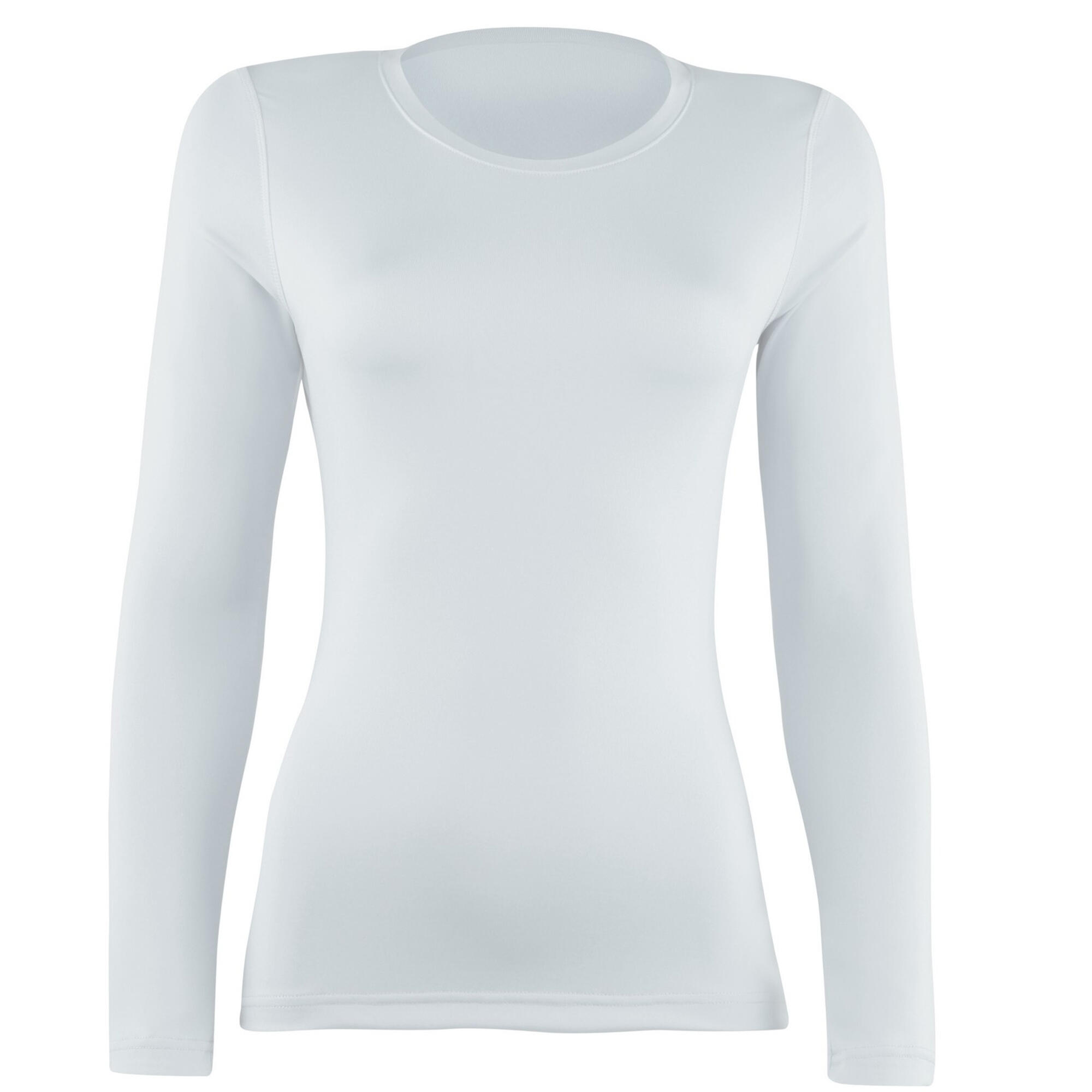 Womens/Ladies Sports Baselayer Long Sleeve (Pack of 2) (White) 1/3