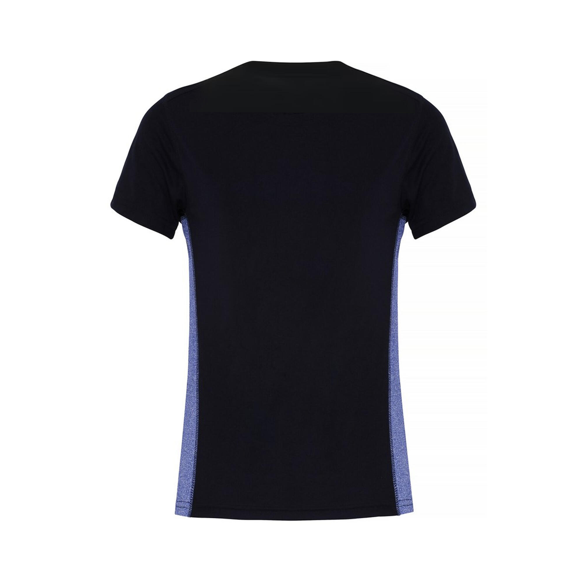 Womens/Ladies Contrast Panel Performance TShirt (Navy/Blue Melange) 2/2