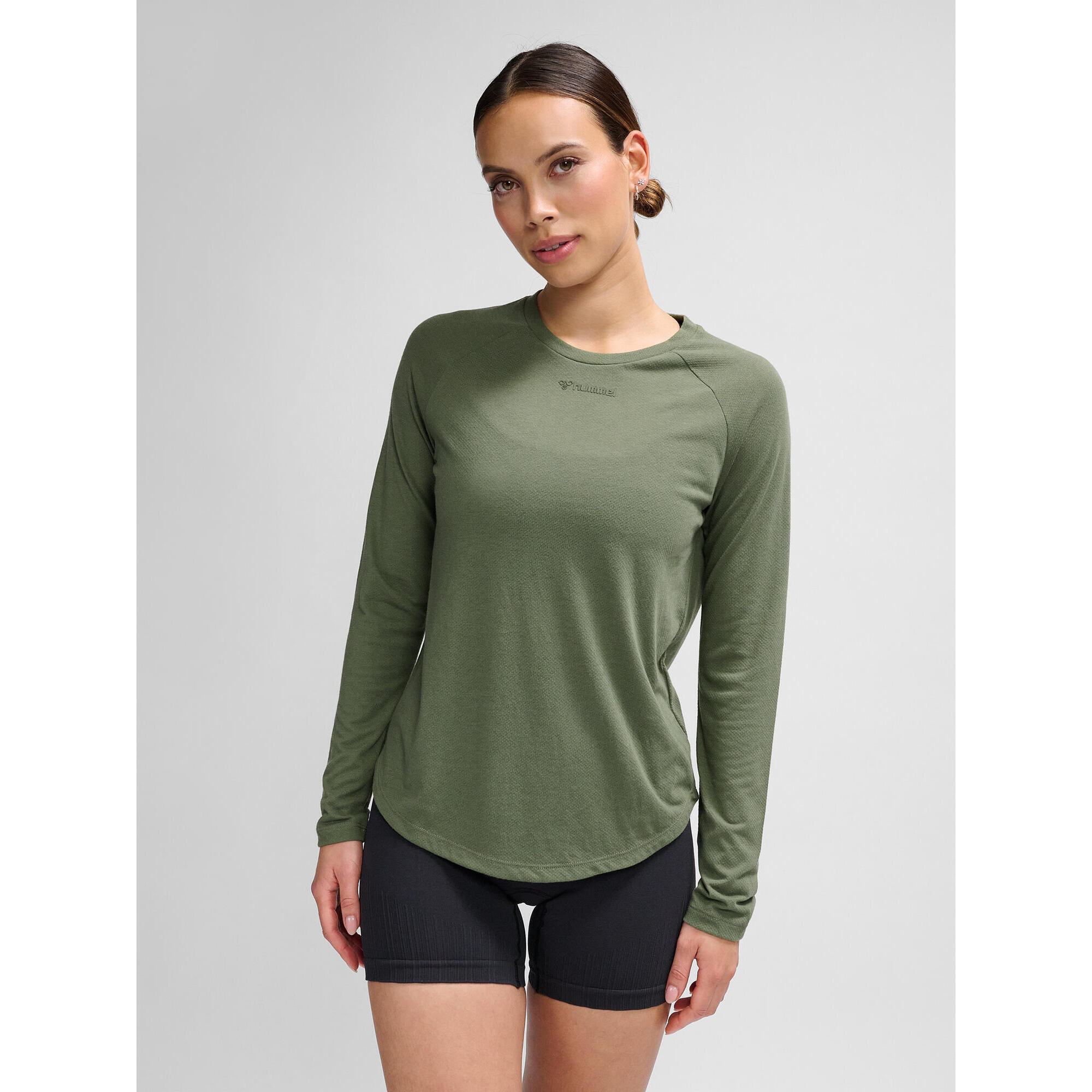 Hummel - Enfiler T-shirt Hmlmt Vanja Femme Hummel - T-shirt Manches Longues - Noir|vert - 36 Xs - Decathlon