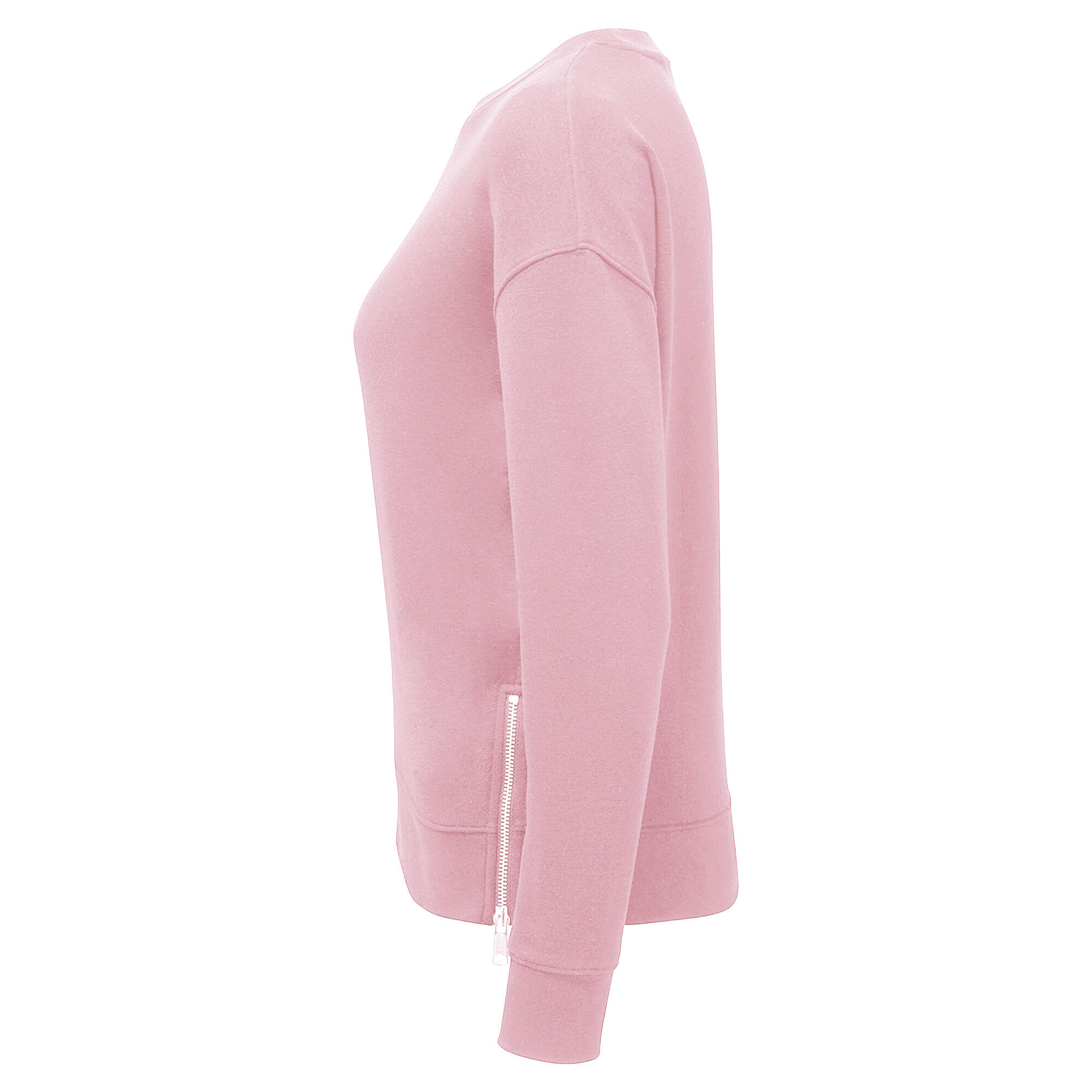 Womens/Ladies Zipped Sweatshirt (Light Pink) 3/3