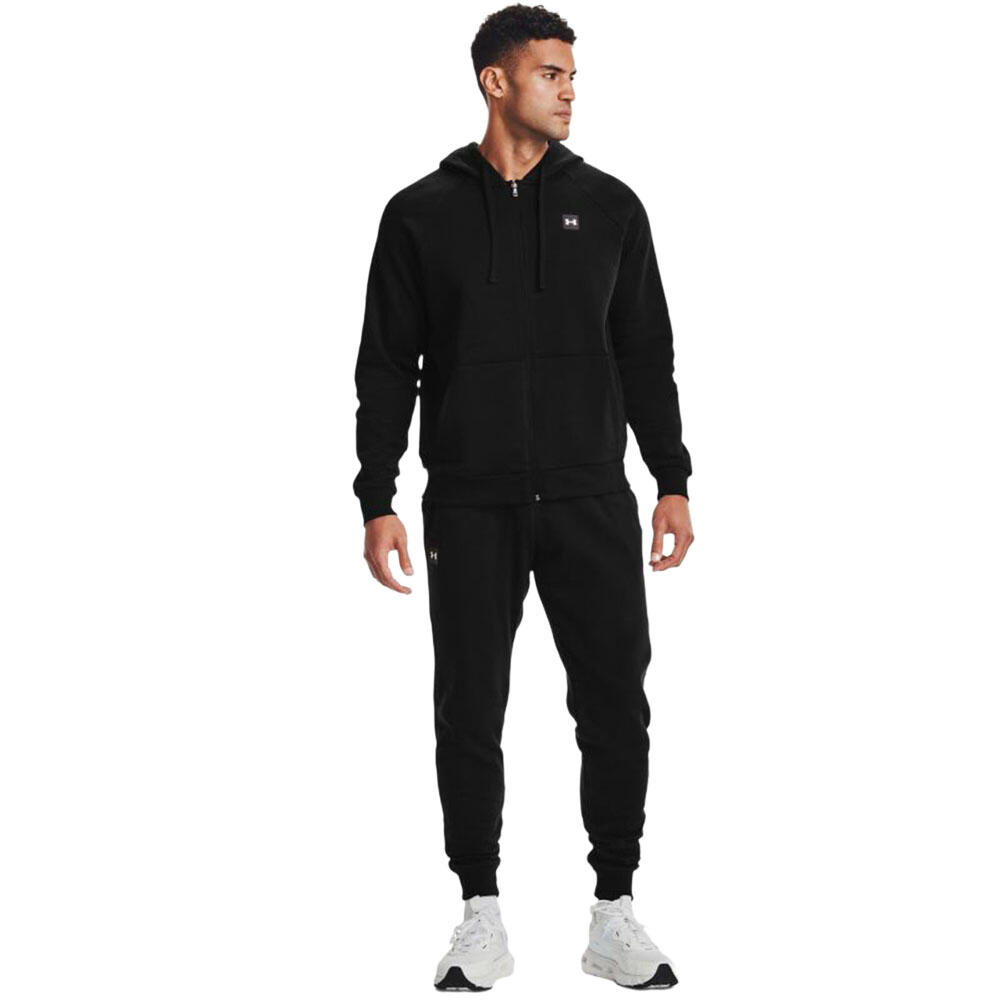 Mens Rival Fleece Full Zip Hoodie (Black/Onyx White) 3/4