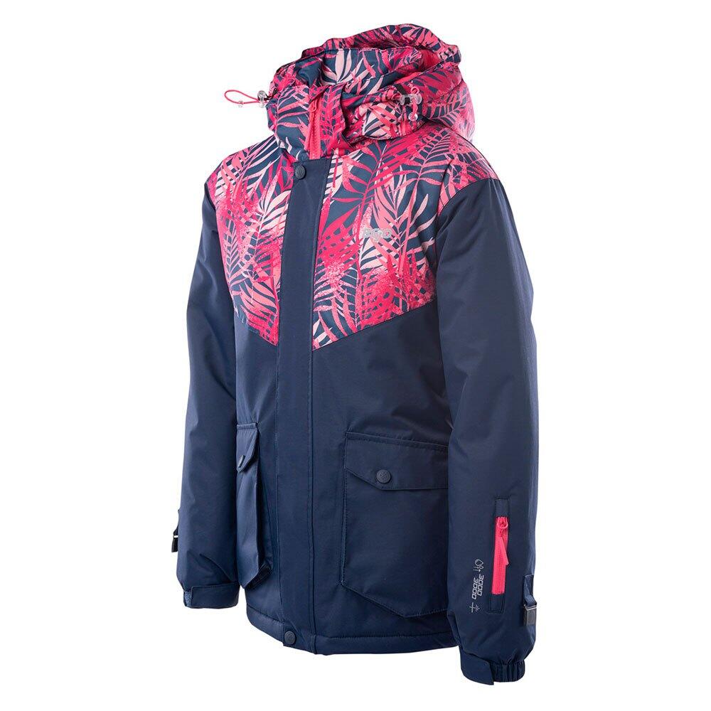 Girls Yuki Leaves Ski Jacket (Black Iris/Tropical Pink) 3/3