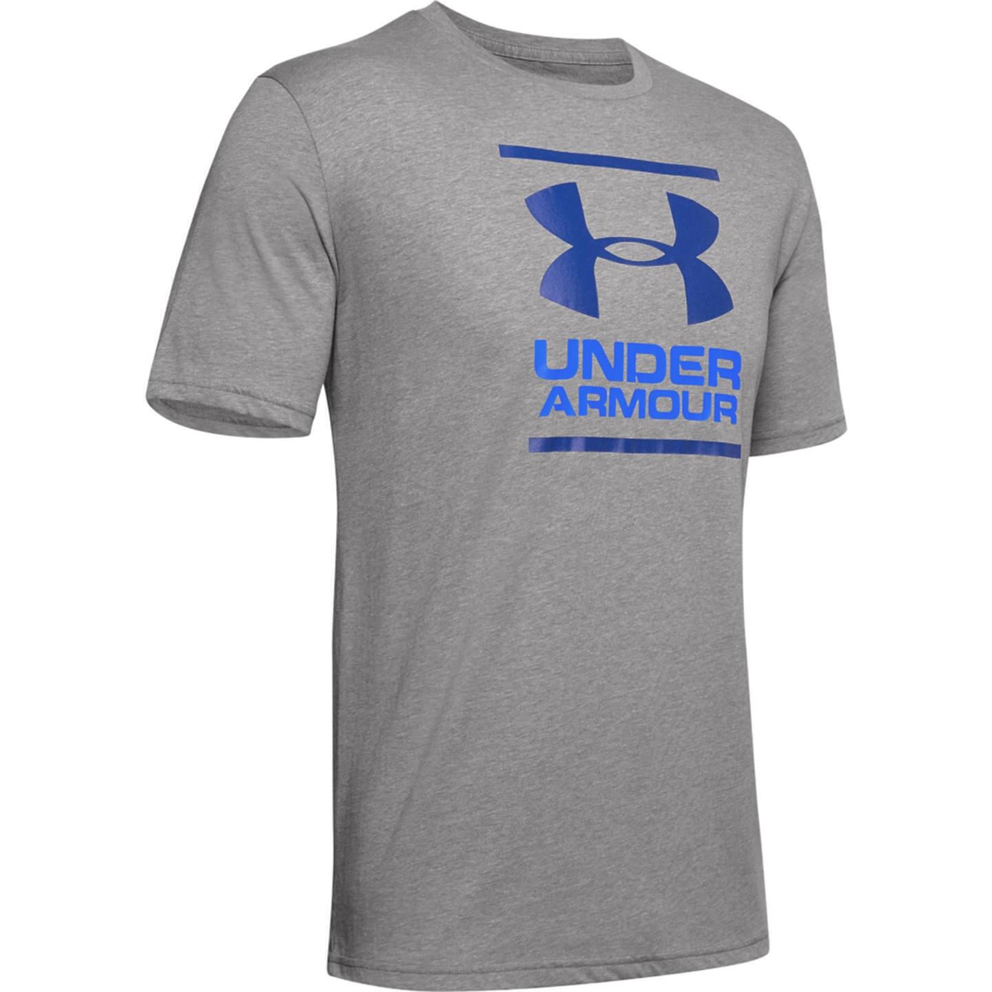 UNDER ARMOUR Mens Foundation ShortSleeved TShirt (Light Steel Heather/Versa Blue/American