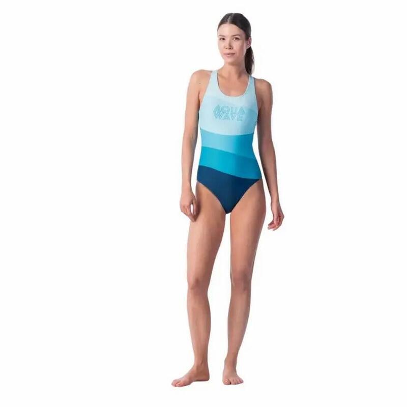 Costume Da Bagno Intero Motivo Ondulato Donna Aquawave Salava Blu