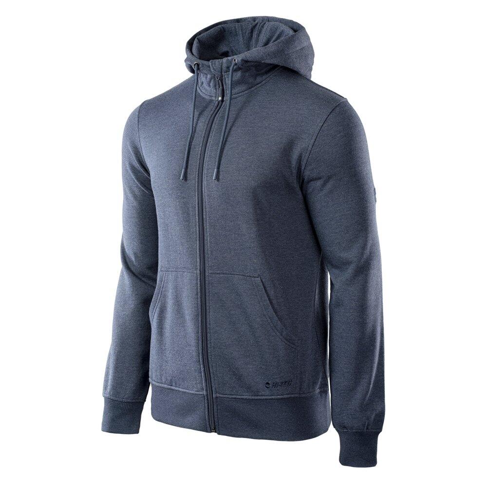 Felpa Con Cappuccio E Zip Intera Uomo Hi-Tec Silian Marina Leggera Mélange 3/3