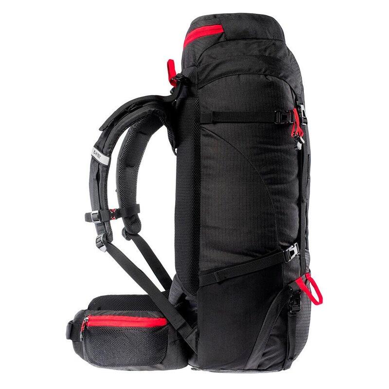 Mochila de caminhada Rock 65L Preto/ Vermelho de alto risco