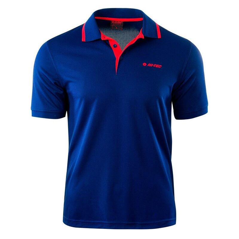 Camisola pólo com painel contrastante Homem Site Azul/Alto risco Vermelho