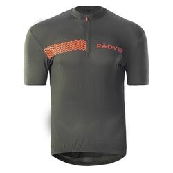 Maillot De Cyclisme CHARLIE Homme (Vert Kaki Foncé / Orange Sanguine)
