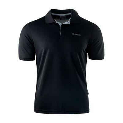 Heren polo shirt met contrast paneel (zwart/zilver)