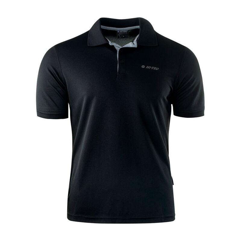 Polo Site Panel en Contraste para Hombre Negro, Plateado