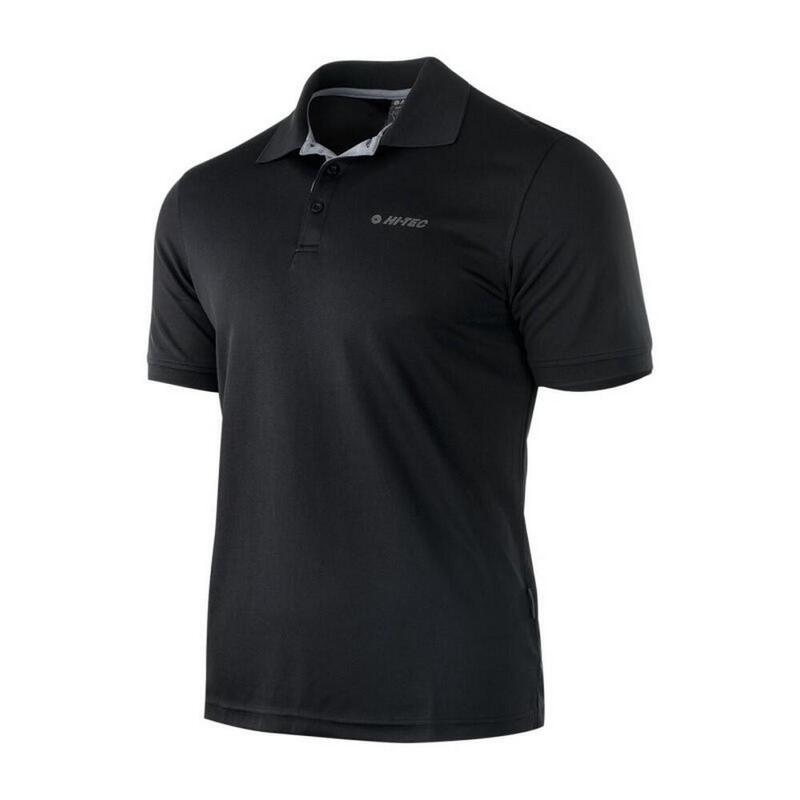 Polo Site Panel en Contraste para Hombre Negro, Plateado