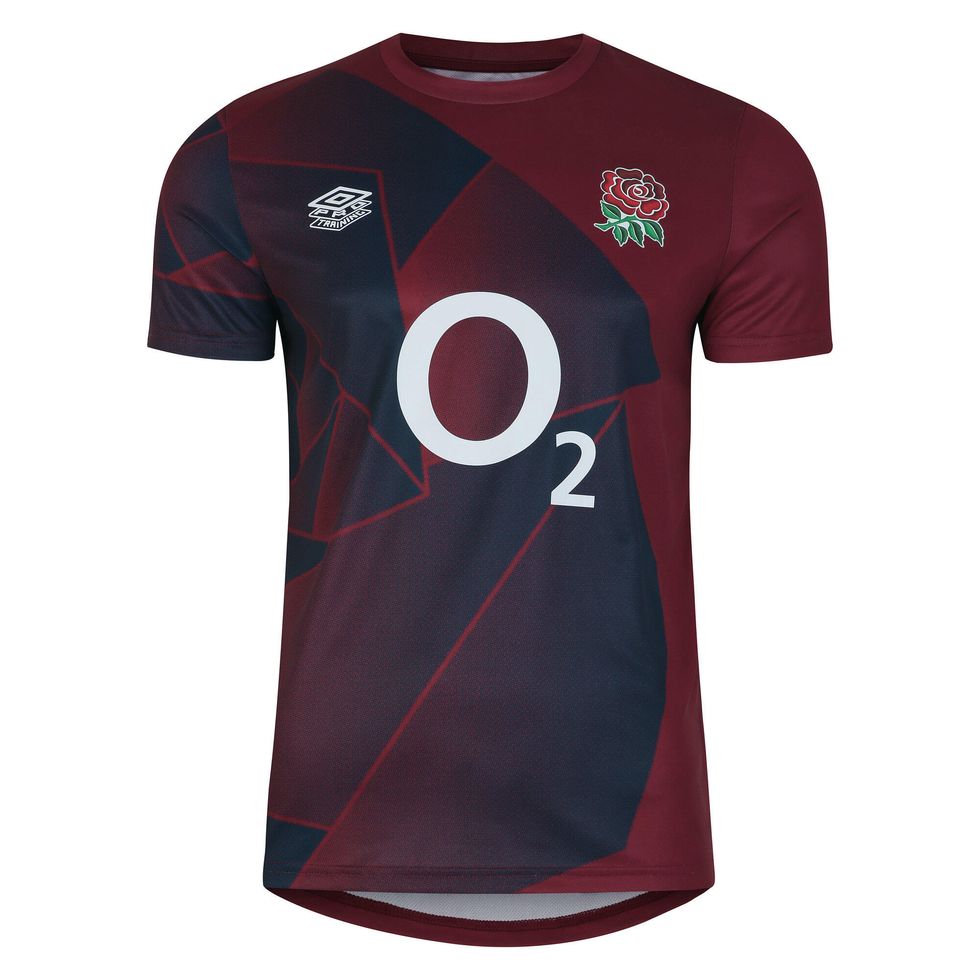 Mens 23/24 England Rugby Warm Up Jersey (Tibetan Red/Navy Blazer) 1/4