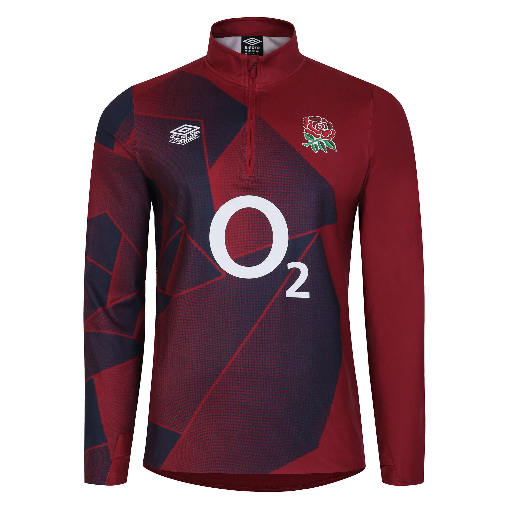 UMBRO Mens 23/24 England Rugby Warm Up Midlayer (Tibetan Red/Navy Blazer)