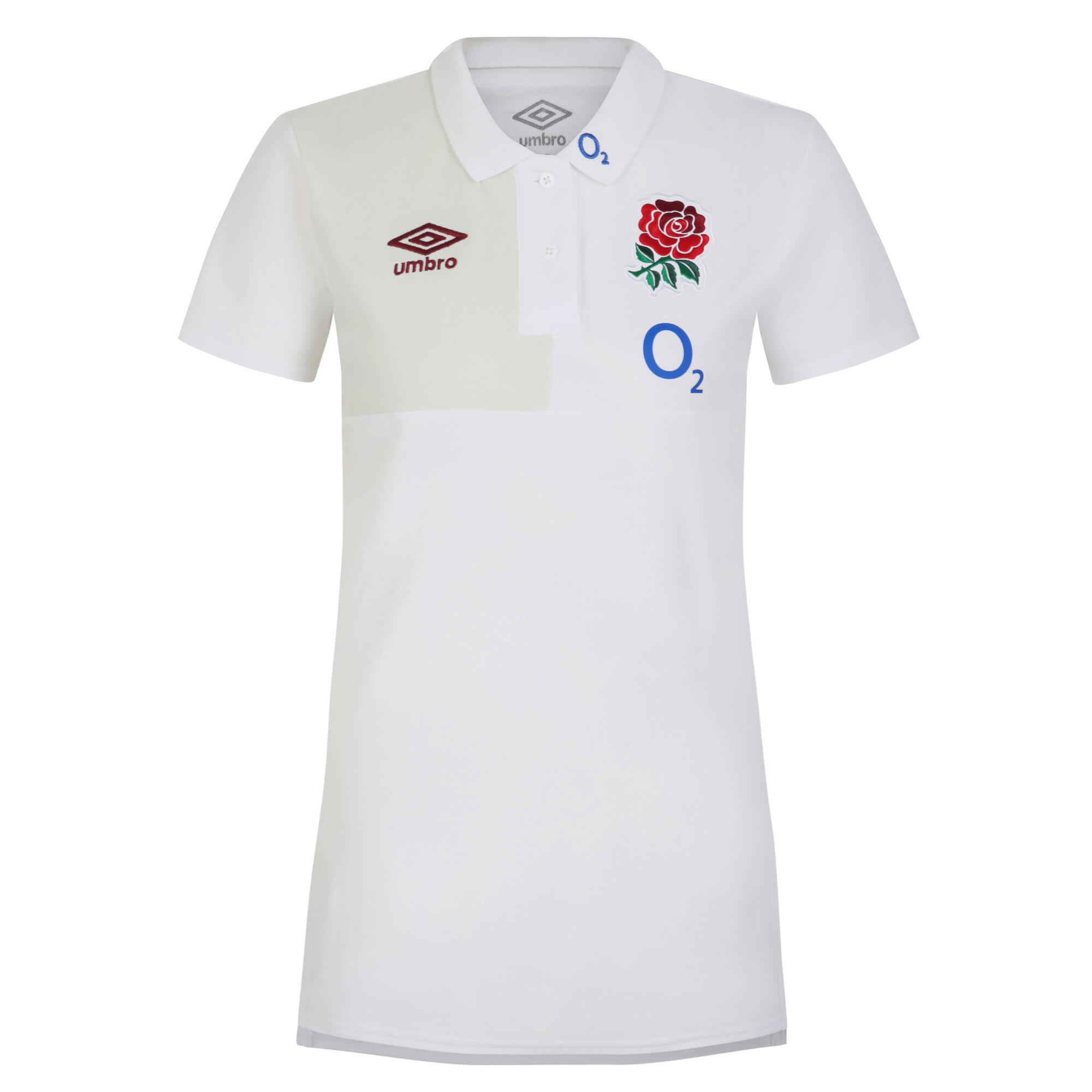 UMBRO Womens/Ladies 23/24 England Rugby CVC Polo Shirt (Brilliant White/Foggy Dew)