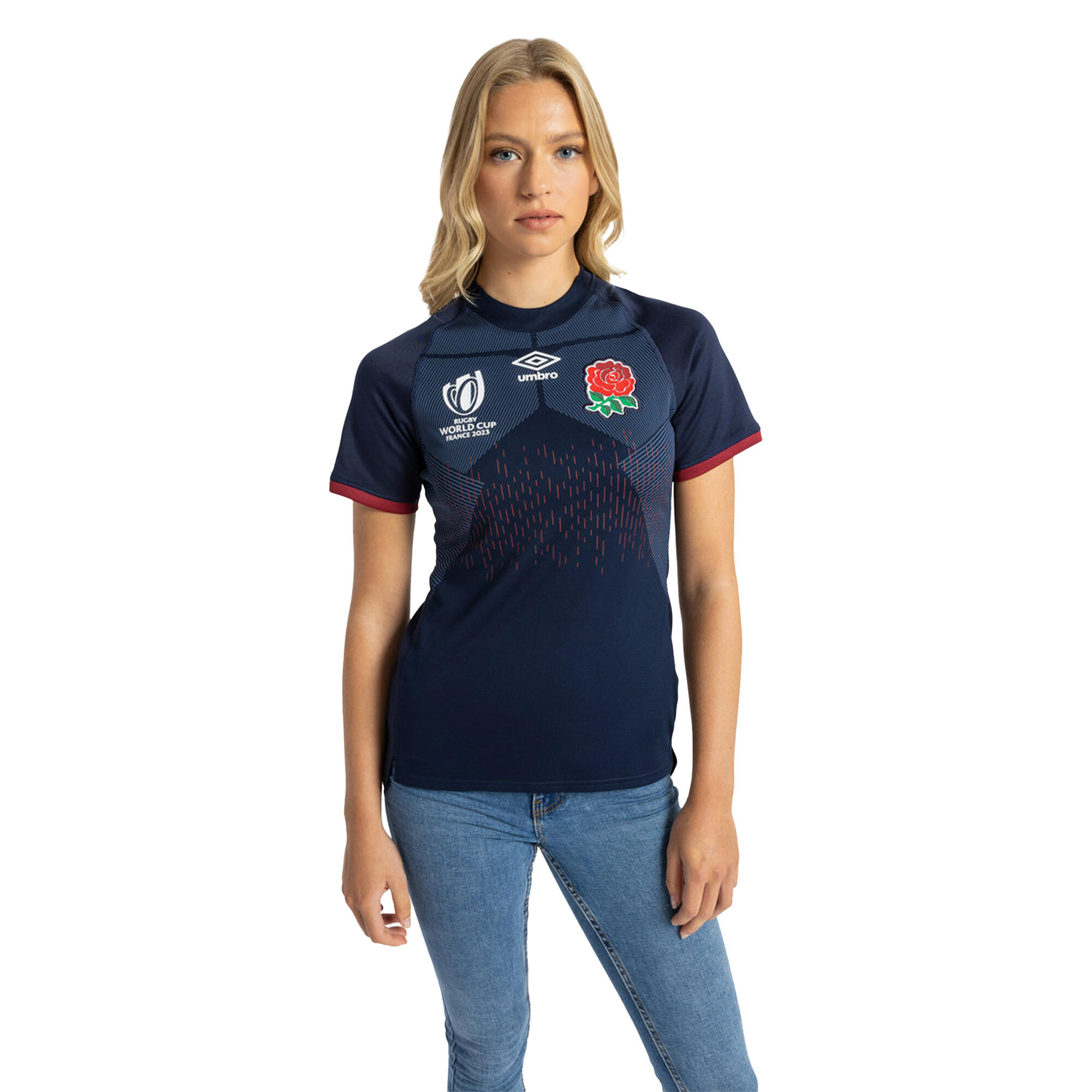 Womens/Ladies World Cup 23/24 England Rugby Replica Alternative Jersey (Navy 3/4