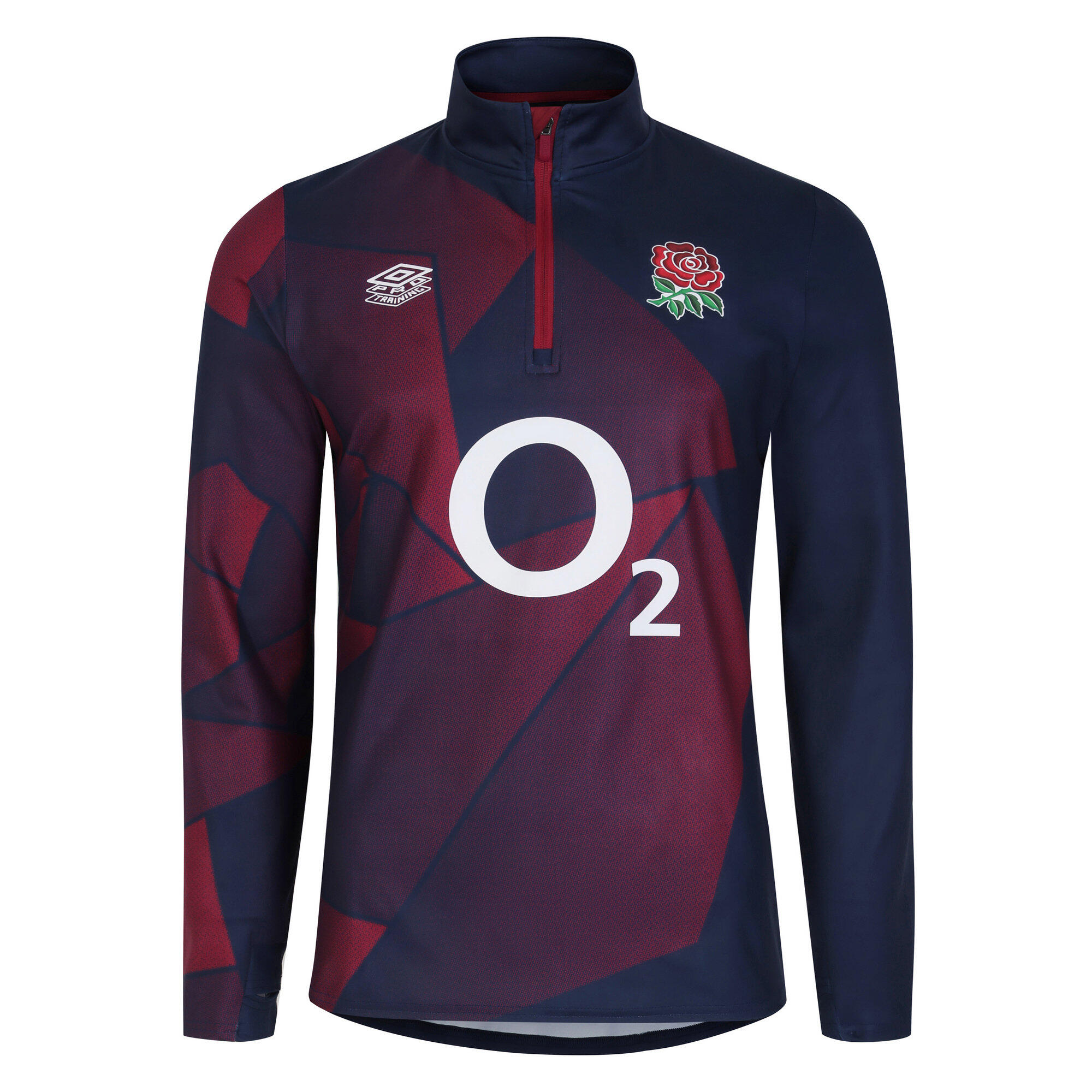 Mens 23/24 England Rugby Warm Up Midlayer (Navy Blazer/Tibetan Red) 1/4